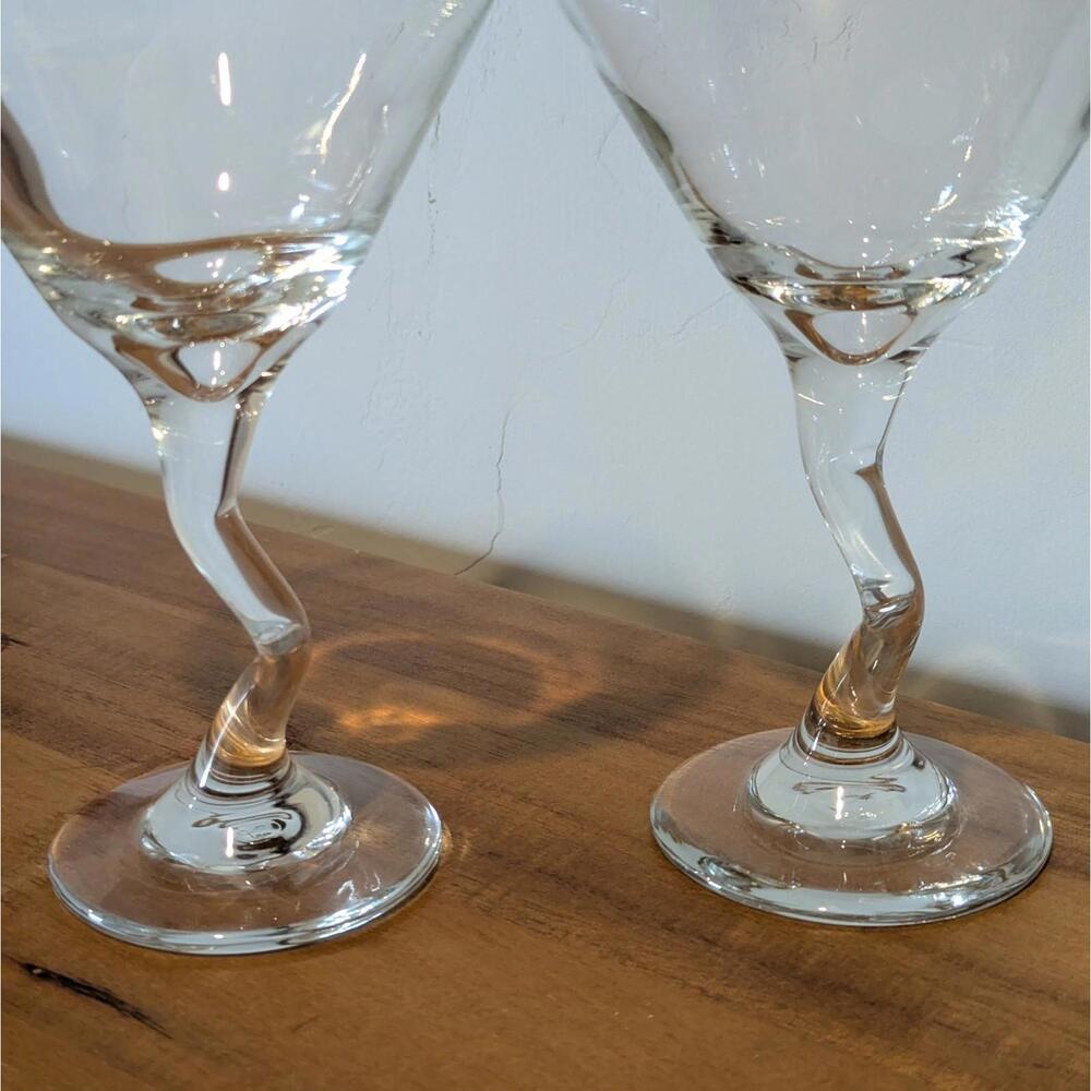 Vintage Libbey Z-stem squiggly wavy martini cocktail glasses - Picture 3 of 5